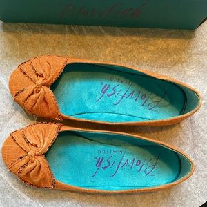 Blowfish Malibu Paloma Orange Cozumel Linen Ballet Flats Sandals Size 8